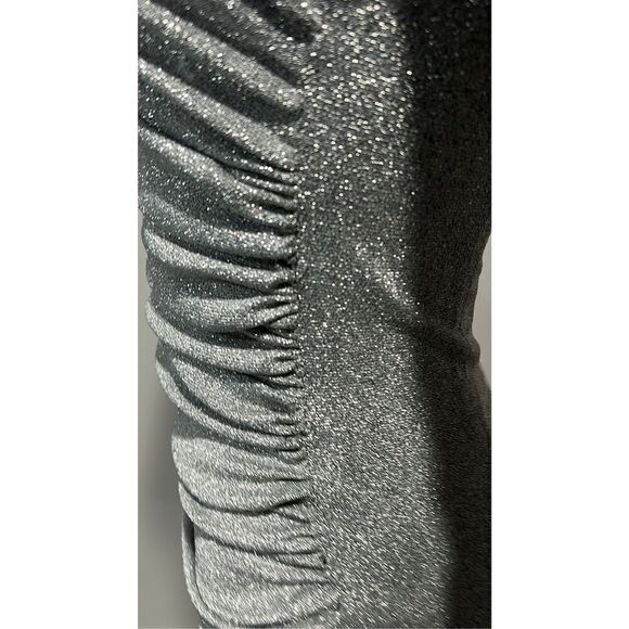 Alexis Admor Cutout Silver Ruched Shimmer Gown Size Small - Picture 10 of 10